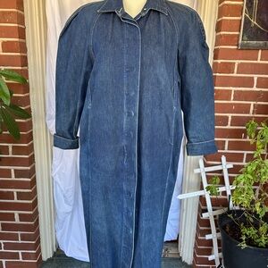 VINTAGE Norma Kamali 80s Denim Coat Dress Sz L